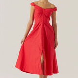 ASTR Charelin Linen Off Shoulder Dress